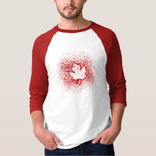 ああ、カナダ! 赤い落書きの葉 Tシャツ