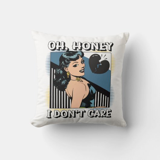 ああ、ハニー – 私はアート気にのヴィンテージ漫画 クッション (正面)