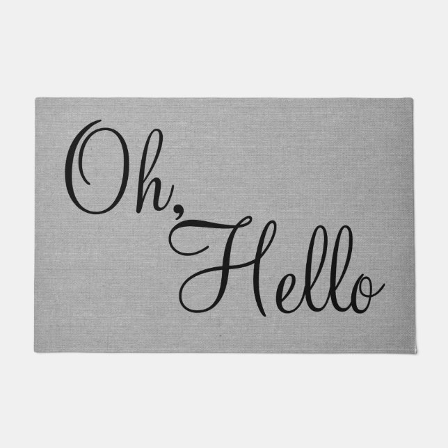 ああ、ハロー引用文おもしろいことわざユーモアヒップスターグレー ドアマット (正面)