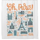 ああ、パリ! |の町のタイポグラフィ シャワーカーテン (正面)