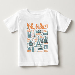 ああ、パリ! の町のタイポグラフィ ベビーTシャツ