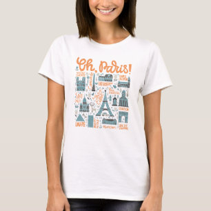 ああ、パリ! の町のタイポグラフィ Tシャツ