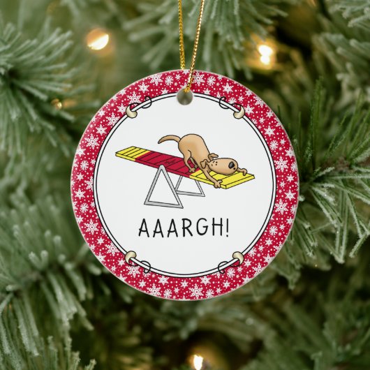 ああ！ビッおもしろいクした犬の敏捷性テーター セラミックオーナメント (ツリー)