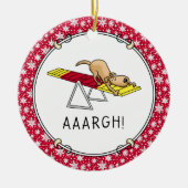 ああ！ビッおもしろいクした犬の敏捷性テーター セラミックオーナメント (正面)