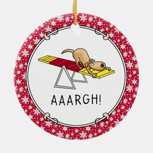 ああ!ビッおもしろいクした犬の敏捷性テーター セラミックオーナメント (裏面)