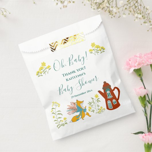 ああ、ベビーキツネと花ベビーシャワーギフト フェイバーバッグ (封をした状態)