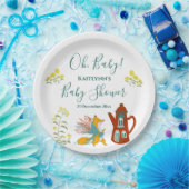 ああ、ベビーキツネと花ベビーシャワーデコール ペーパープレート (パーティー)