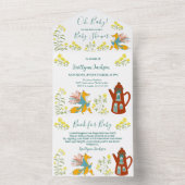 ああ、ベビーキツネと花ベビーシャワー オールインワン招待状 (内側)