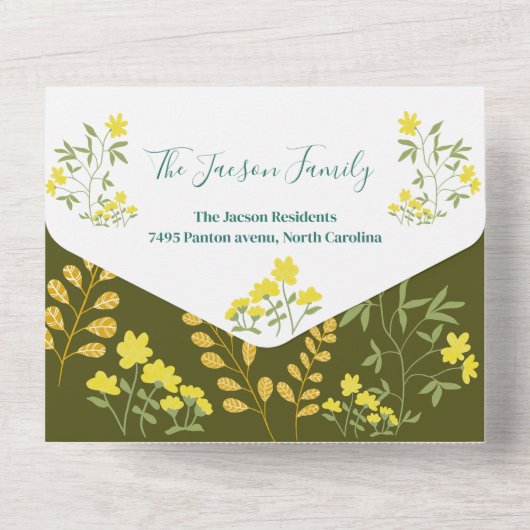 ああ、ベビーキツネと花ベビーシャワー オールインワン招待状 (裏面)