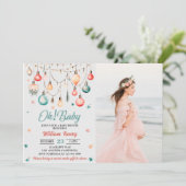 ああ！ベビークリスマスボールオーナメントベビーシャワー写真 招待状 (スタンド正面)