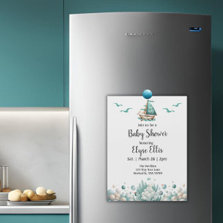 "ああ、ベビー"ブルー素朴ベビー航海のシャワーマグネット