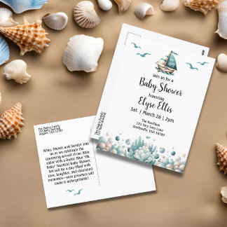 "ああ、ベビー"ブルー素朴ベビー航海のシャワー ポストカード