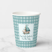 "ああ、ベビー"航海の紙カップブルーセーリングボートデザイン 紙コップ (裏面)