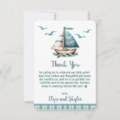 "ああ、ベビー"赤ちゃん航海のシャワーありがとうメッセージ サンキューカード (正面)