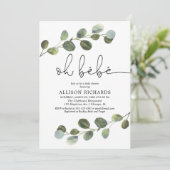 ああ、ベベ白黒緑のベビーフランスのシャワー 招待状 (スタンド正面)