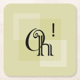 ああ！ミニマルエレガントタイポグラフィイエローグリーンアート スクエアペーパーコースター