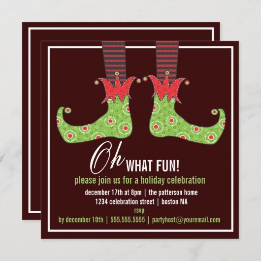 ああ、何のおもしろいだ!小妖精や小人ホリデすてきーパーティ招待状 招待状 (正面/裏面)