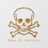 ああ、元気だ！ヴィンテージ海賊版金ゴールドスカルボーン ウィンドウサイン (シート)