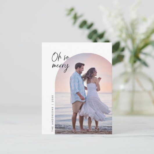 ああ、家族の写真メリー、アーチのフレームの挨拶 ポストカード (スタンド正面)