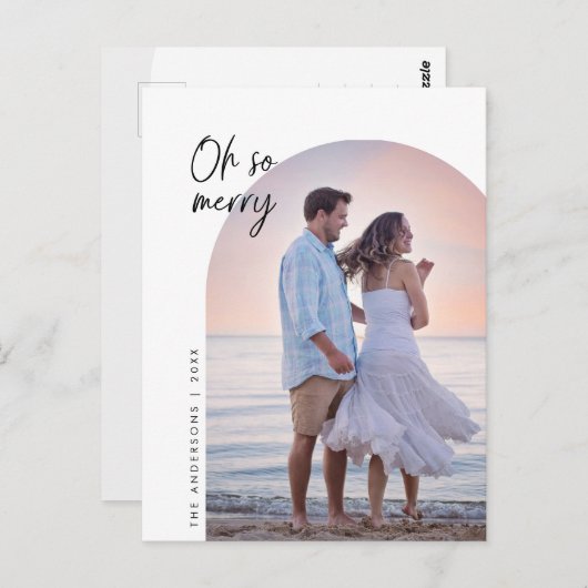 ああ、家族の写真メリー、アーチのフレームの挨拶 ポストカード (正面/裏面)