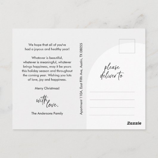 ああ、家族の写真メリー、アーチのフレームの挨拶 ポストカード (裏面)