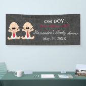 ああ! 対の男の子の髭の男の赤ちゃんのシャワーの旗 横断幕 (トレードショー)