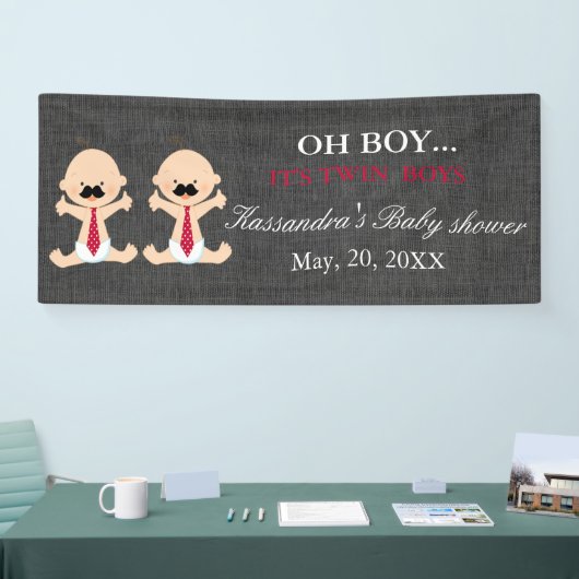 ああ! 対の男の子の髭の男の赤ちゃんのシャワーの旗 横断幕 (トレードショー)
