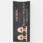 ああ! 対の男の子の髭の男の赤ちゃんのシャワーの旗 横断幕 (縦)