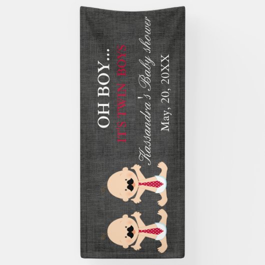 ああ! 対の男の子の髭の男の赤ちゃんのシャワーの旗 横断幕 (縦)