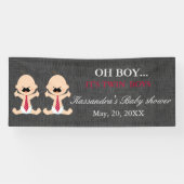 ああ! 対の男の子の髭の男の赤ちゃんのシャワーの旗 横断幕 (横)