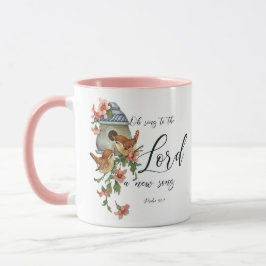 ああ、新しい歌を主に歌いなさい。鳥と家 マグカップ