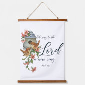 ああ、新しい歌を主に歌いなさい。鳥と家 吊り下げ型タペストリー (正面)