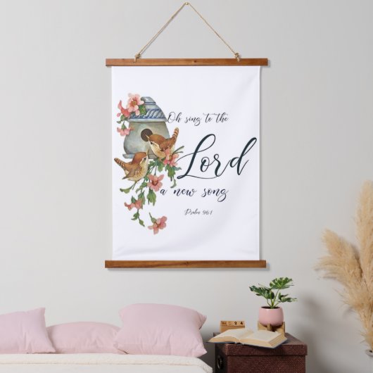 ああ、新しい歌を主に歌いなさい。鳥と家 吊り下げ型タペストリー (寝室)