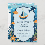 「ああ！男の子のシャワー招待状 セーブザデート (正面/裏面)