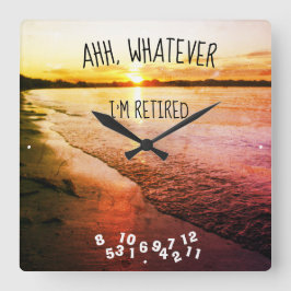 ああ、私が何であれビーチの日退職した没 スクエア壁時計