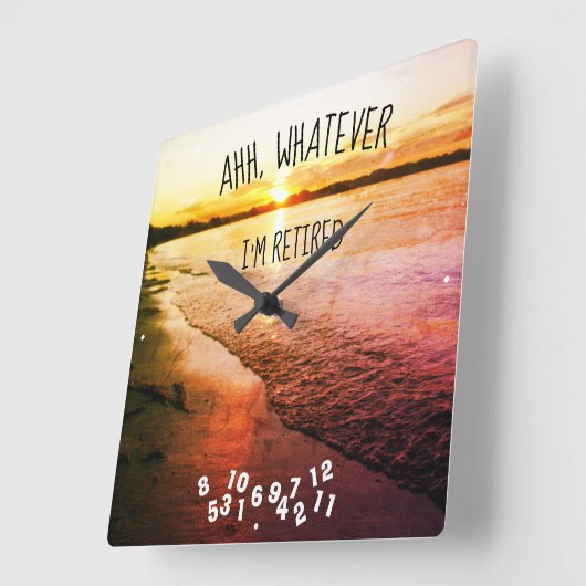 ああ、私が何であれビーチの日退職した没 スクエア壁時計 (傾斜)