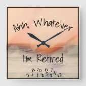 ああ、私は何でも退職した海のおもしろい水色 スクエア壁時計 (正面)