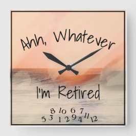 ああ、私は何でも退職した海のおもしろい水色 スクエア壁時計