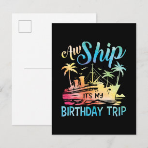 ああ、船だ!私の誕生日旅行 インビテーションポストカード