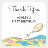 ああ！行くぞ！ガール誕生日サンキューユー スクエアシール (正面)