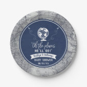 「ああ、行く場所だ!」 旅行マップ赤ちゃんシャワー ペーパープレート (正面)