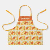 ああ、行く場所 | オレンジ色の文字パターン エプロン (正面)