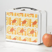 ああ、行く場所 | オレンジ色の文字パターン メタルランチボックス (インサイチュ)