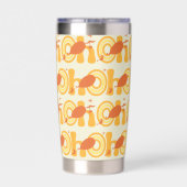 ああ、行く場所 | オレンジ色の文字パターン 保温保冷タンブラー (背面)
