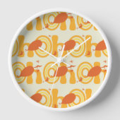 ああ、行く場所 | オレンジ色の文字パターン 壁時計 (正面)