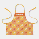 ああ、行く場所 | オレンジ色ブロックパターン エプロン (正面)