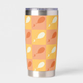 ああ、行く場所 | オレンジ色ブロックパターン 保温保冷タンブラー (背面)