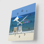 ああ……退職、おもしろいビーチ スクエア壁時計 (傾斜)