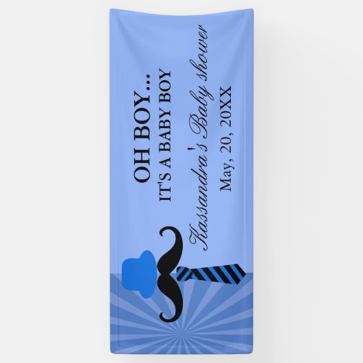 ああ! 青く小さい人の男の赤ちゃんのシャワーの旗 横断幕 (縦)