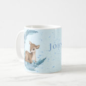 ああ、鹿の美しいバンビブルーフラワークラウドダスト コーヒーマグカップ (正面左)